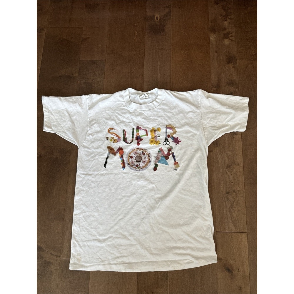 Vintage 80s Low + Behold "Super Mom" T-Shirt Single Stitch Sz XL Made in USA - Picture 1 of 6